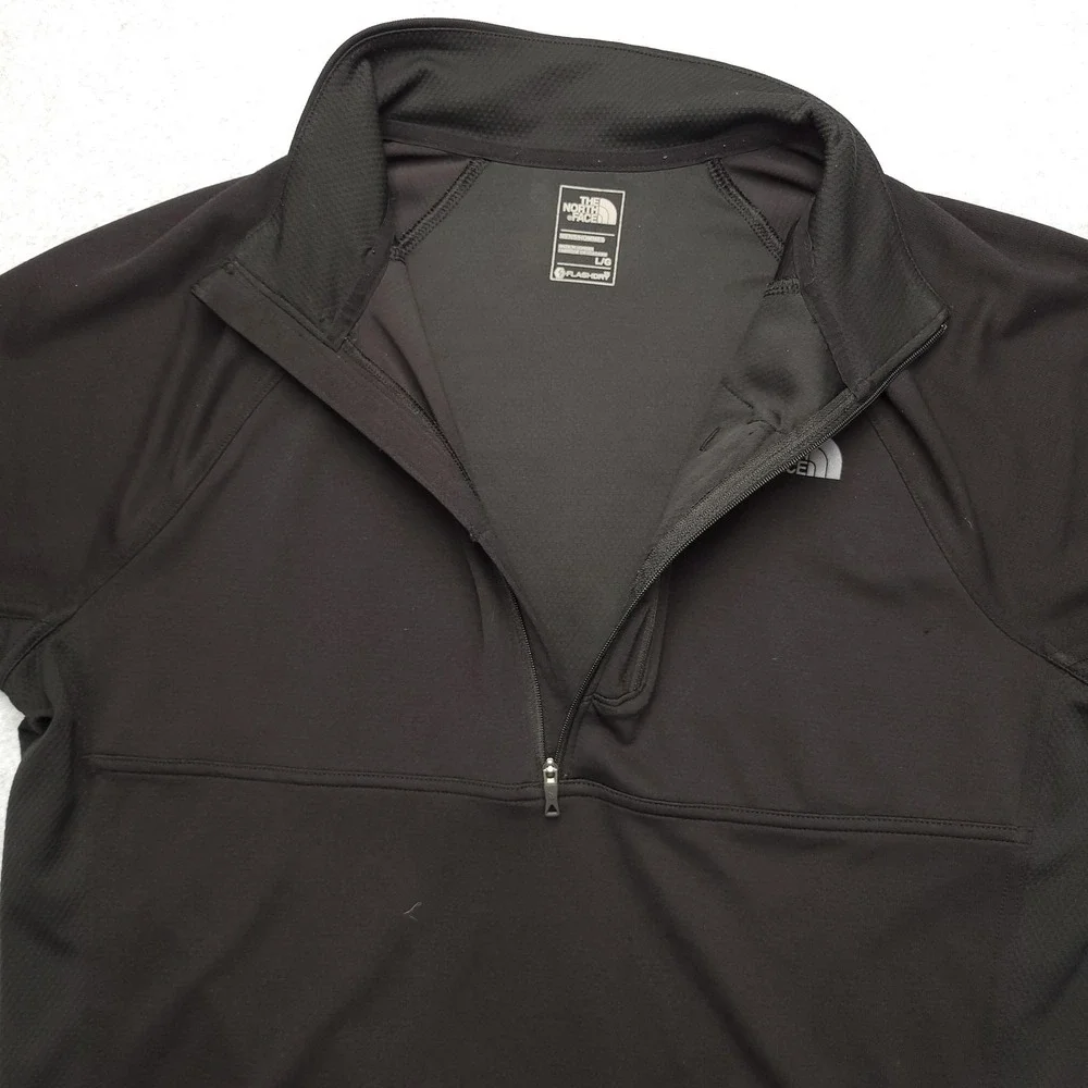 The North Face Pullover Mens Large Black 1/4 Zip Long Sleeve Hiking Top FlashDry